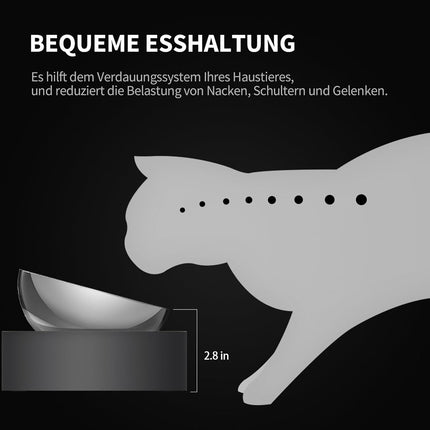 Petkit Cybertail Raised Cat Bowl Stainless Steel Tilted and Raised Food Bowls Food-Grade Non-Slip No-Spill Pet Feeding Bowls for Cats and Small Dogs
