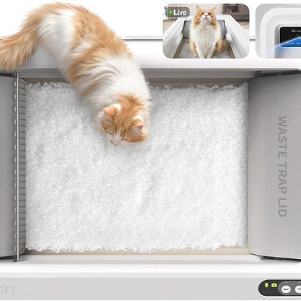 PETKIT Purobot Crystal Duo Self-Cleaning Cat Litter Box with Camera, AI Health Monitoring, Odour Control, Open Design for Large Cats, Up to 30 Days Without Cleaning