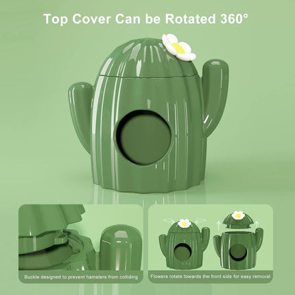 BUCATSTATE Ceramic House for Hamsters, Chewable Hiding Tunnel in Cactus Shape, Large Entrances, Cool Bed, Ideal for Summer by Chinchilla, Rat, Mice, Gerbils (L)