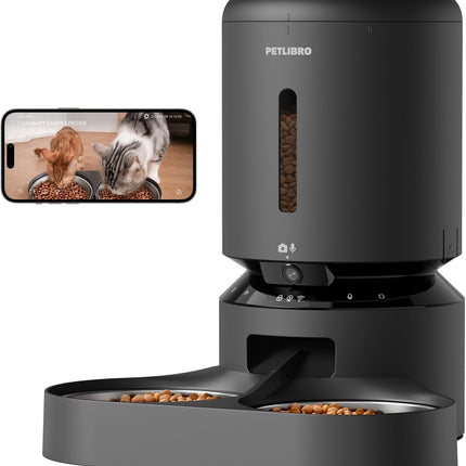Petlibro 5L Automatic Cat Feeder 2 Bowls with 1080P Camera