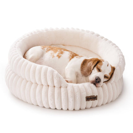 EDAGNY Stilvolle Hundebett Katzenbetten für Katzen, Weiches Rundes Hundebett für Kleine und Mittelgroße Hunde, Beruhigend Waschbares Haustierbett (Kamel, M)