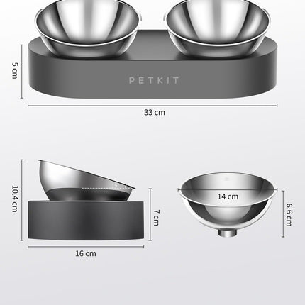 Petkit Cybertail Raised Cat Bowl Stainless Steel Tilted and Raised Food Bowls Food-Grade Non-Slip No-Spill Pet Feeding Bowls for Cats and Small Dogs