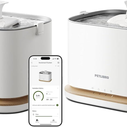 PETLIBRO Upgrade Cat Fountain - Wireless Drinking Fountain for Cat with App Monitoring, 3L/101oz Dockstream 2, Stainless Steel Tray, 5GHz WiFi, Ideal for Pets (Pack of 2)