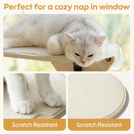 EDAGNY Katzenfenstersitzstange, Katzenkratzbaum und Katzenplattform mit starken Saugnäpfen für Hauskatzen (Grundfarbe, 3 PCS Set)