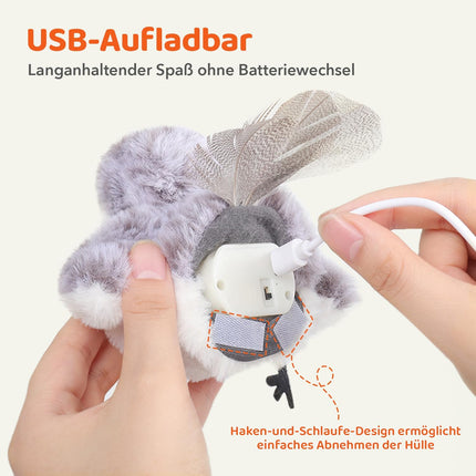 Potaroma Katzenspielzeug – Flatternder Vogel, realistischer Sandläufer mit Zwitscherlaut, wiederaufladbares, berührungsaktiviertes interaktives Spielzeug mit Katzenminze, 10,2 cm