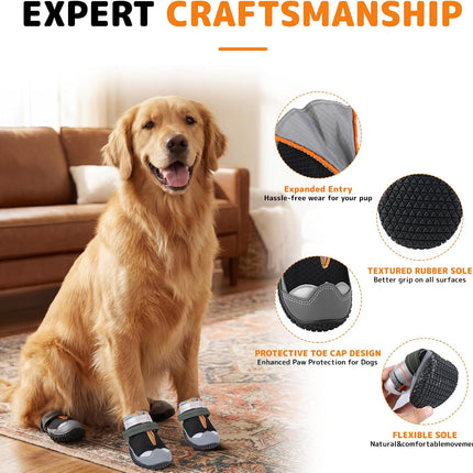 Gimars Paw Protector Dog Shoes, Waterproof and Non-Slip, Breathable for Outdoor and Hot Walkways, with Reflective Straps for Small Medium Large Dogs, Set of 2, Black #5
