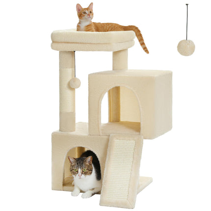 PETEPELA Katzenbaum Kratzbaum Kratzbäume Katzenmöbel mit Sisal-Seil Plüsch Liege höhlen Spielhaus Spielzeug für Katzen Grau