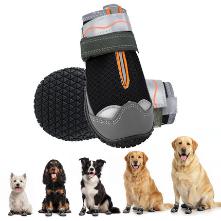 Gimars Paw Protector Dog Shoes, Waterproof and Non-Slip, Breathable for Outdoor and Hot Walkways, with Reflective Straps for Small Medium Large Dogs, Set of 2, Black #5