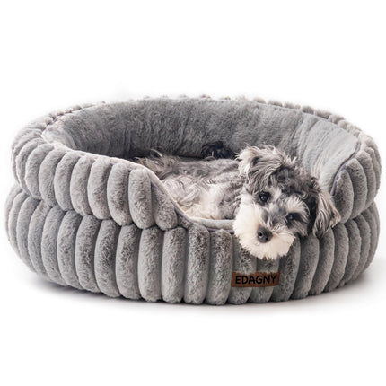 EDAGNY Stilvolle Hundebett Katzenbetten für Katzen, Weiches Rundes Hundebett für Kleine und Mittelgroße Hunde, Beruhigend Waschbares Haustierbett (Kamel, M)