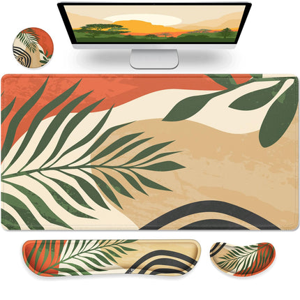 Gimars 4-in-1 XXL Gaming Mouse Mat with Gel Cushion, Ergonomic Wrist Rest Keyboard, 800 x 305 mm Mousepad, Table Mat, Gaming Accessories, Wrist Rest for PC, MacBook, Laptop, Topographic Map
