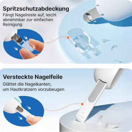 Potaroma Katzennagelschere mit verstellbarem 3-Größen-Schneideloch & integriertem Nagelfeilen | Sicherer Krallen-Schneider für Kätzchen & Indoor-Katzen | Anti-Spritz Krallenschneider