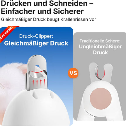 Potaroma Katzennagelschere mit verstellbarem 3-Größen-Schneideloch & integriertem Nagelfeilen | Sicherer Krallen-Schneider für Kätzchen & Indoor-Katzen | Anti-Spritz Krallenschneider