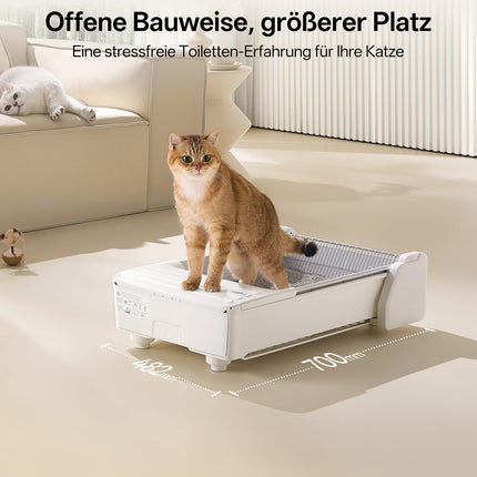 UBPET C31 Cat Litter Tray Self-Cleaning, Open Self-Cleaning Cat Litter Tray with App Control, Deodoriser, Double Data Teeth Design, Large Capacity, Automatic Cat Litter Tray for Multiple Cats