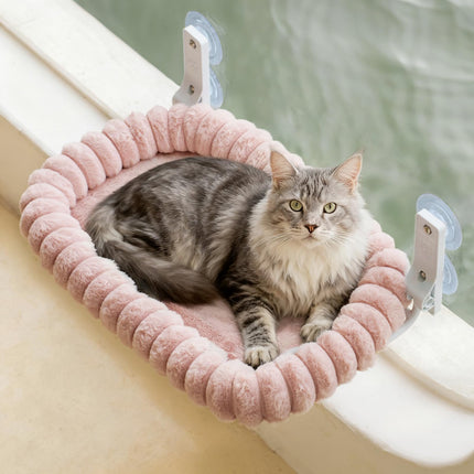 EDAGNY Katzen Fensterliege Hängematte Weich mit Abnehmbarem Wendebezug - Groß 58x36cm Katzenbett Katzen Hängematte Fenster mit Stabiles Stahlgestell Halt bis 18kg, Grün L