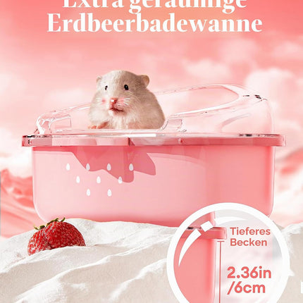 BUCATSTATE Hamster Sand Bathroom, Hamster Sand Bath Sandpit Toilet with Shovel Sand Dry Bath Container for Chinchilla, Golden Bears, Gerbil (STABERPINK-L)