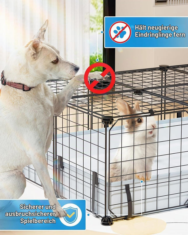 BUCATSTATE Guinea Pig Cage with Waterproof Mat, 20 Panels Playpen for Small Animal Enclosure with 2 Doors, C&C Enclosure for Hedgehogs, Puppies, Kittens, Chickens (120 x 60 x 30 cm)