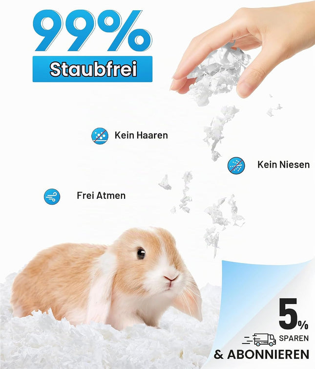 BUCATSTATE Hamster Litter, 70 L, Paper Bedding for Small Animals, Particularly Absorbent & 99.9% Dust-Free Small Animal Litter for Guinea Pigs, Rabbits, Pets, Mice, Gerbils, Rodents (White)