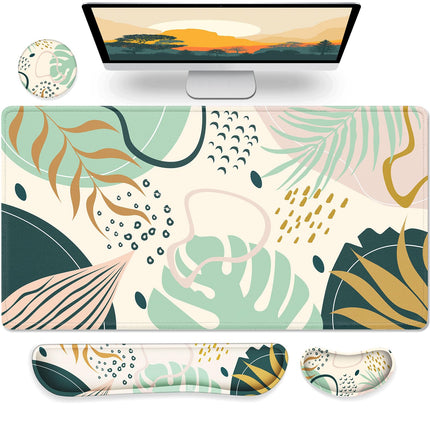 Gimars 4-in-1 XXL Gaming Mouse Mat with Gel Cushion, Ergonomic Wrist Rest Keyboard, 800 x 305 mm Mousepad, Table Mat, Gaming Accessories, Wrist Rest for PC, MacBook, Laptop, Topographic Map