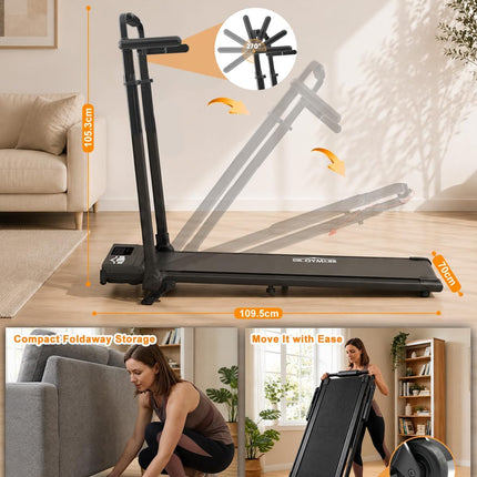 Laufband Walking Pad 6 in 1 mit Steigung 3–15% und verstellbarem Griff, Schreibtisch, 1–12 km/h, 8-Punkt-Dämpfung, LED-Display, Fernbedienung, max. 130 kg