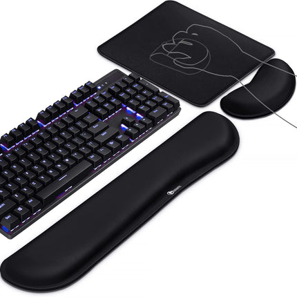 Gimars 4-in-1 XXL Gaming Mouse Mat with Gel Cushion, Ergonomic Wrist Rest Keyboard, 800 x 305 mm Mousepad, Table Mat, Gaming Accessories, Wrist Rest for PC, MacBook, Laptop, Topographic Map