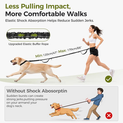 Gimars Jogging Lead for Dogs with Thick, Soft Belly Strap, Hands-Free