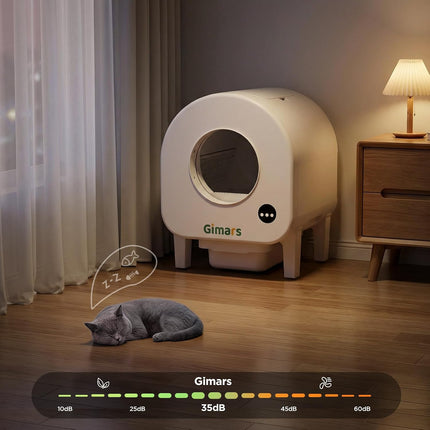 Gimars XXL 90L Self-Cleaning Cat Litter Tray with App Control, Automatic Cat Litter Tray with Mat, Bin Liners & Footboard, Triple Sensor and Odour Control for Kittens, Old & Multiple Cats