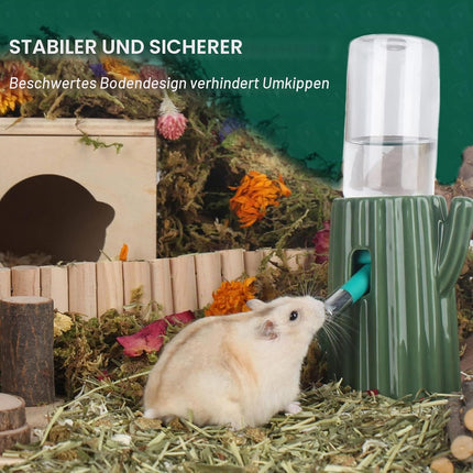 Bucatstate Hamster Water Bottle with Stand, 120 ml, Small Animal Drinker, Leak-Proof Nozzle, Hamster Accessories for Guinea Pigs, Rabbits, Chinchilla, Rats, Ferrets (Green)
