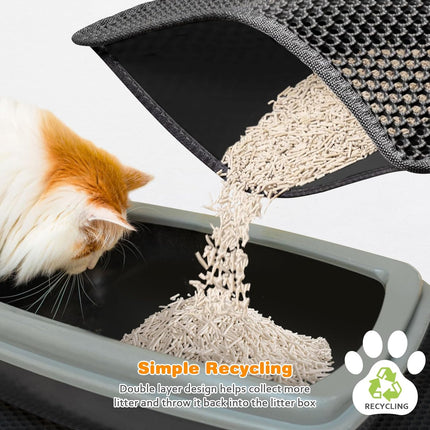 Katzenklo Matte 40X50cm, Doppelschicht EVA Katzenstreumatte Wasserundurchlässig - Geruchsneutral mit Anti-Rutsch Katzenmatte, Einfache Reinigung katzenklomatte für Alle Katzen