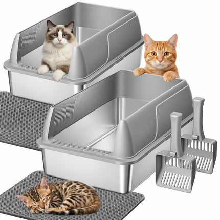 Gimars XXL 90L Self-Cleaning Cat Litter Tray with App Control, Automatic Cat Litter Tray with Mat, Bin Liners & Footboard, Triple Sensor and Odour Control for Kittens, Old & Multiple Cats