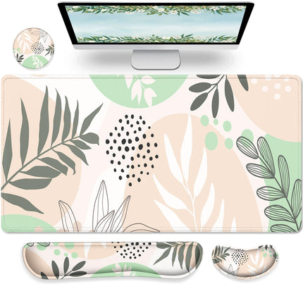 Gimars 4-in-1 XXL Gaming Mouse Mat with Gel Cushion, Ergonomic Wrist Rest Keyboard, 800 x 305 mm Mousepad, Table Mat, Gaming Accessories, Wrist Rest for PC, MacBook, Laptop, Topographic Map