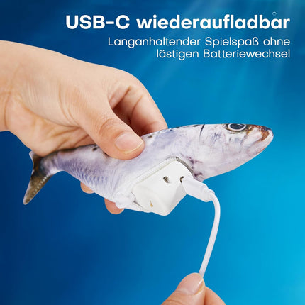 Potaroma Katzenspielzeug, interaktives elektrisches flatterndes Fisch-Spielzeug 3er-Set, wiederaufladbar mit Katzenminze & 3 Flattermodi, 18 cm, Stabiler Plüsch, automatische Bewegungsaktivierung