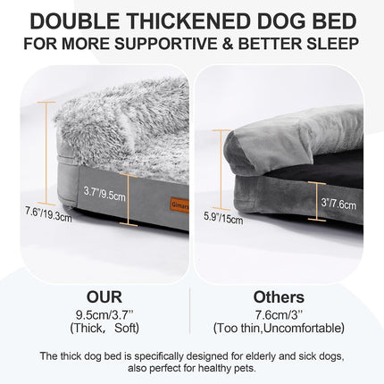 Gimars 9.5 cm Thick L Orthopaedic Dog Bed for Very Large Dogs, Supportive Dog Sofa with 28D Egg Carton Foam, Removable Washable Plush Cover, Waterproof Inner Cover, Semicircular