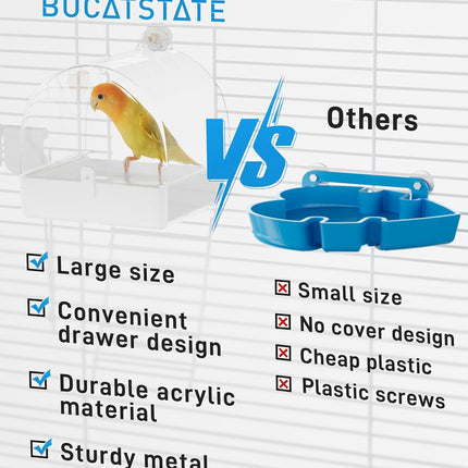 BUCATSTATE Hanging Bath House for Bird Cage, 3 in 1 Bird Bathtub, Bowl, House Bird Bath Bowl, Bird Cage Accessories for Lovebirds, Finches, Parakeets, Mannikin