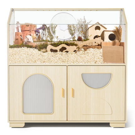 BUCATSTATE Hamster Cage with Base Cabinet and Wheels (White 0.5㎡)