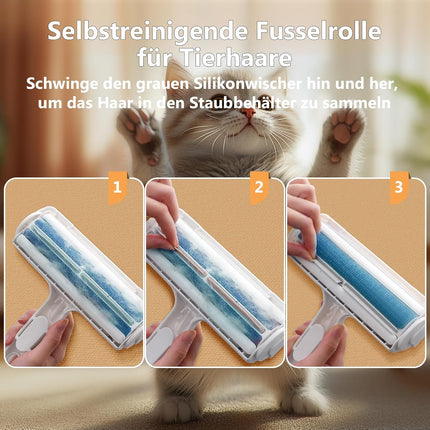 ACE2ACE Tierhaarentferner Fusselrolle, Fusselrolle für Hundehaare und Katzenhaare Wiederverwendbar, Fusselbürste für Tierhaar, für Sofa, Bett, Teppich, Kratzbaum, weiß