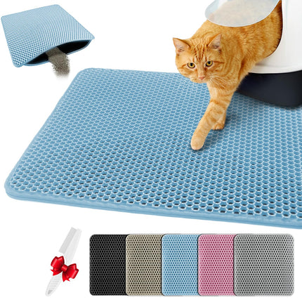 Katzenklo Matte 30X30cm, Doppelschicht EVA Katzenstreumatte Wasserundurchlässig - Geruchsneutral mit Anti-Rutsch Katzenmatte, Einfache Reinigung katzenklomatte für Alle Katzen