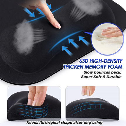 Gimars Mouse Mat with Gel Cushion, Ergonomic Mouse Pad with Hand Rest, Gel Memory Foam Waterproof Mouse Pads with Wrist Rest for Computer Laptop Offfice Home, Black