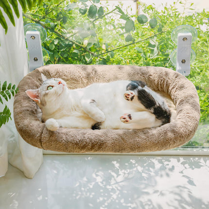EDAGNY Katzen Hängematte Fenster Großes mit Waschbar Dickem Bezug - Faltbare Hängematte Katze Fenster Stabil für Katzen Robust hält 18kg (Schachbrett, M)