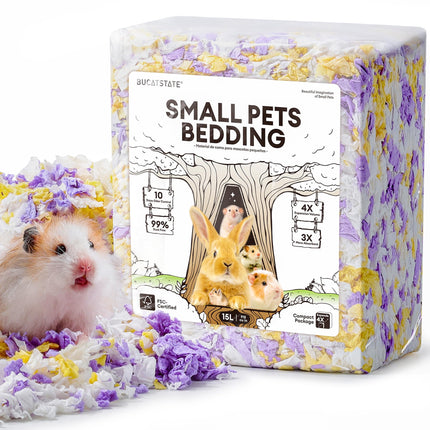 BUCATSTATE Hamster Litter, 15 L, Really 99.9% Dust-Free Paper Bedding for Rodents with Odour Control, Small Animal Litter, Dwarf Hamster Litter for Mice, Gerbils, Rats (Party Confetti)