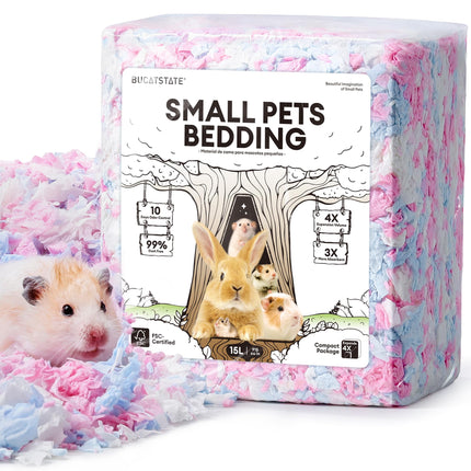 BUCATSTATE Hamster Litter, 15L, 99% Dust-Free Guinea Pig Paper, Bedding, Odour Control, Cosy Small Animal Bedding for Rabbits, Rats, Syrian Dwarf Hamsters, Gerbils