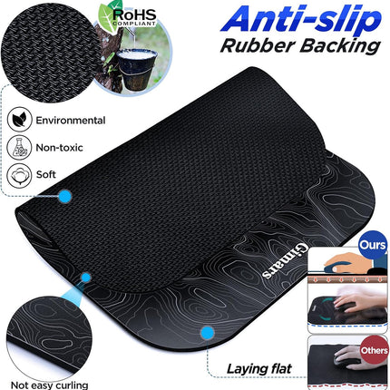 Gimars Mouse Mat with Gel Cushion, Ergonomic Mouse Mat with Hand Rest, Gel Memory Foam Waterproof Mouse Pads with Wrist Rest for Computer Laptop Offfice Home Topographic Map