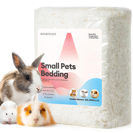 BUCATSTATE Hamster Litter, 50 L, Paper Bedding for Small Animals, Particularly Absorbent & 99.9% Dust-Free Small Animal Litter for Guinea Pigs, Rabbits, Pets, Mice, Gerbils, Rodents (White)