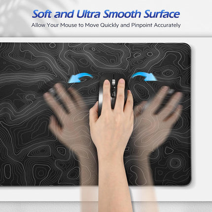 Gimars 4-in-1 XXL Gaming Mouse Mat with Gel Cushion, Ergonomic Wrist Rest Keyboard, 800 x 305 mm Mousepad, Table Mat, Gaming Accessories, Wrist Rest for PC, MacBook, Laptop, Topographic Map