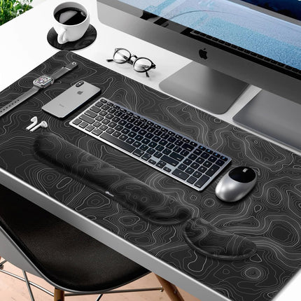 Gimars 4-in-1 XXL Gaming Mouse Mat with Gel Cushion, Ergonomic Wrist Rest Keyboard, 800 x 305 mm Mousepad, Table Mat, Gaming Accessories, Wrist Rest for PC, MacBook, Laptop, Topographic Map