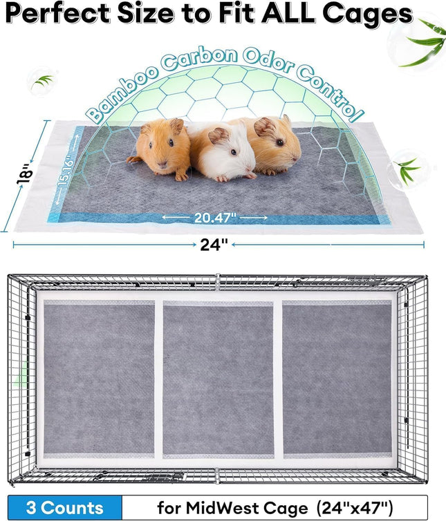 BUCATSTATE Disposable PIPI Pads for Guinea Pigs, 50 Pieces, 6 Layers Super Absorbent Small Animal Pee Pads, Bamboo Charcoal Pipipads for Odour Control - Ideal for Rabbits, Ferrets (60 x 45 cm)