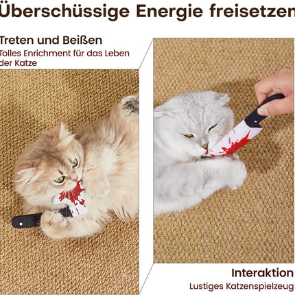 Potaroma Katzenspielzeug Set, 4 Stück Horror Messerförmige Katzenminze Kissen, Knisterspielzeug für Katzenbeschäftigung, Interaktiv für Alle Katzenrassen, 16,5 cm
