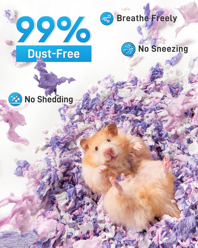 BUCATSTATE Hamster Bedding 15L, 99% Dust-Free and Odor Control Guinea Pig Bedding, Natural Paper Rabbit Bedding for Cages Rat Syrian Dwarf Hamster Hedgehog (Lavender)