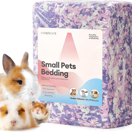 BUCATSTATE Hamster Bedding 15L, 99% Dust-Free and Odor Control Guinea Pig Bedding, Natural Paper Rabbit Bedding for Cages Rat Syrian Dwarf Hamster Hedgehog (Lavender)