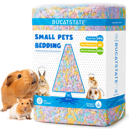 BUCATSTATE Hamster Litter, 15L, 99% Dust-Free Guinea Pig Paper, Bedding, Odour Control, Cosy Small Animal Bedding for Rabbits, Rats, Syrian Dwarf Hamsters, Gerbils